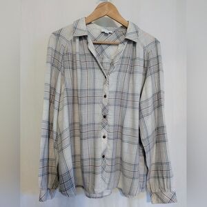 J. Jill Plaid Lightweight Flannel Oversized Top Large